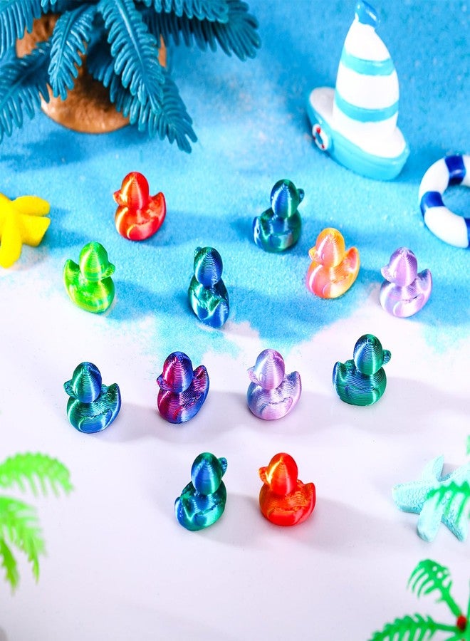 GGSTDDUP 150Pcs 3D Printed Mini Ducks Figurines, Shiny Gradient Color Miniature Ducks, Tiny Ducking Ornaments for Miniature Garden Dollhouse Cake Potted Aquarium - Image 4
